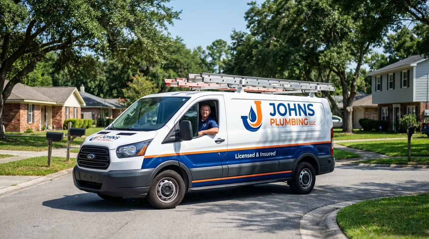 Johns Plumbing LLC service van in Kiefer, OK