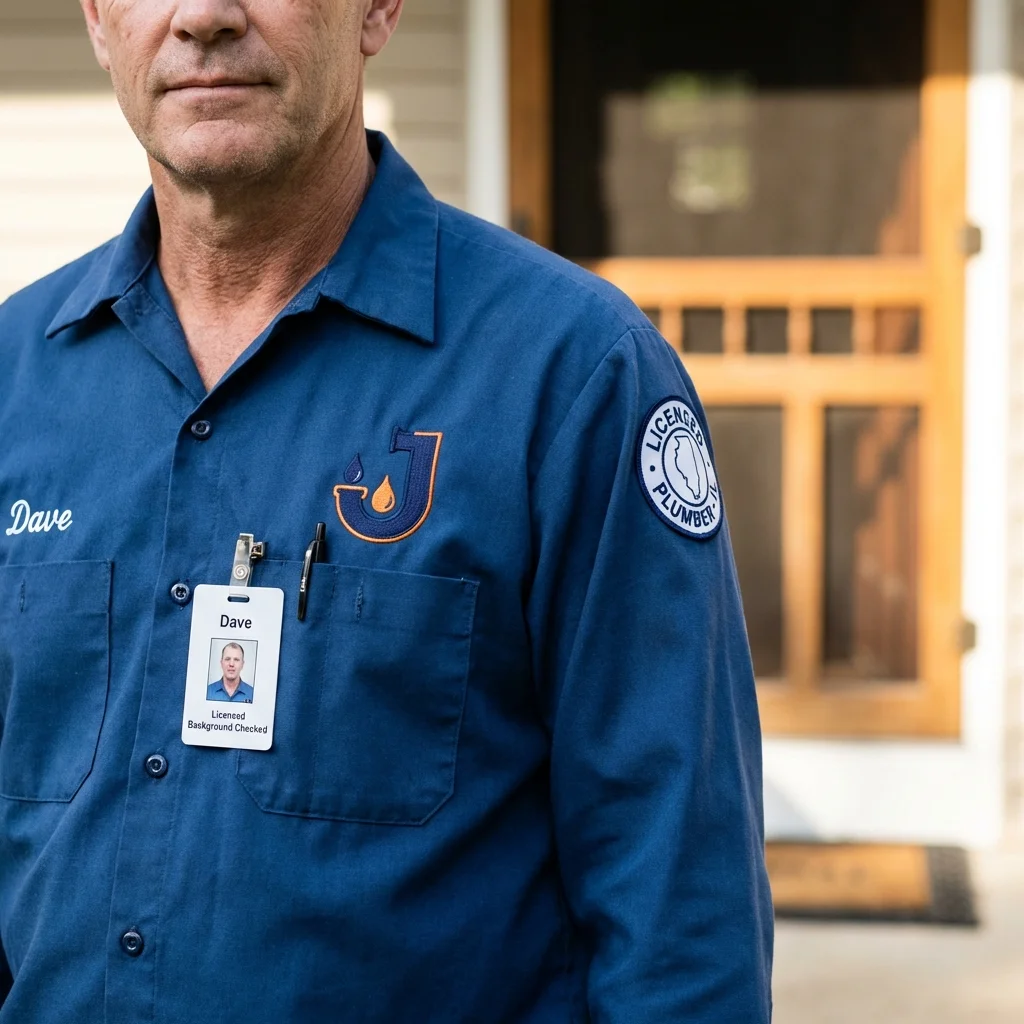 Licensed plumber showing ID badge in Kiefer, OK