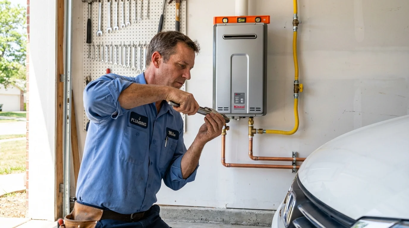 Tankless water heater installation by a Johns Plumbing LLC plumber in Kiefer